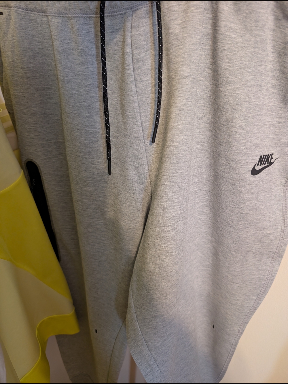 Nike Tech Light Gray Drawstring Sweatpants with Black Cord